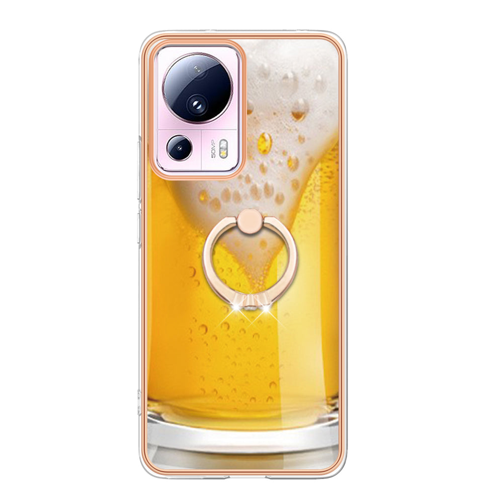 YB IMD Series-20 Style D Kickstand Phone Case for Xiaomi 13 Lite / Civi 2 , IMD 2.0mm TPU Electroplating Cover