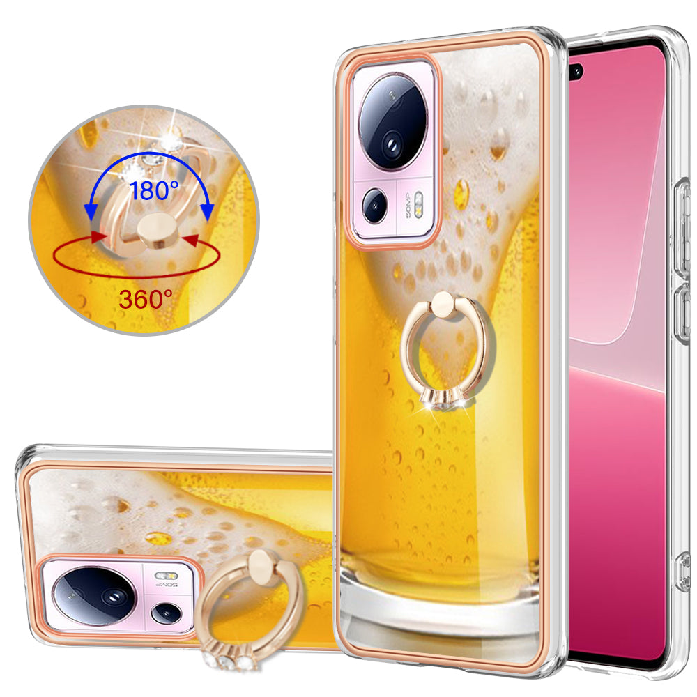 YB IMD Series-20 Style D Kickstand Phone Case for Xiaomi 13 Lite / Civi 2 , IMD 2.0mm TPU Electroplating Cover