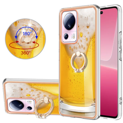 YB IMD Series-20 Style D Kickstand Phone Case for Xiaomi 13 Lite / Civi 2 , IMD 2.0mm TPU Electroplating Cover