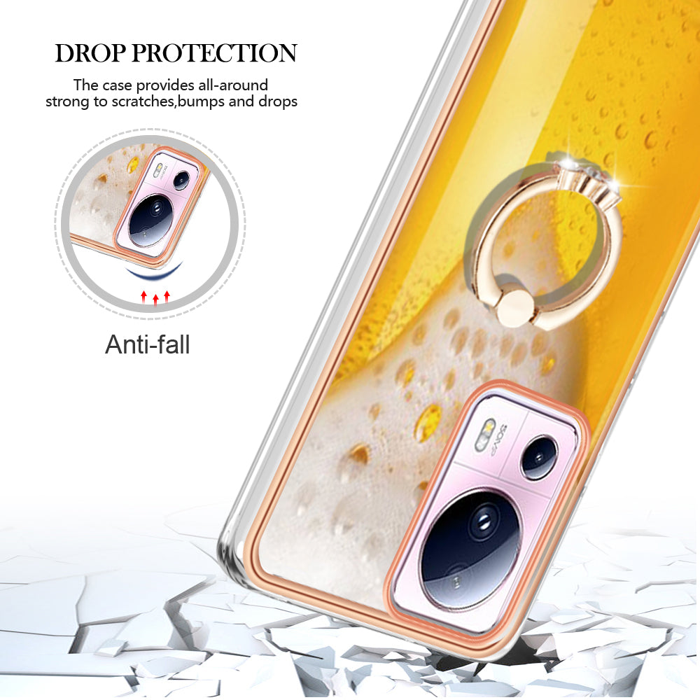 YB IMD Series-20 Style D Kickstand Phone Case for Xiaomi 13 Lite / Civi 2 , IMD 2.0mm TPU Electroplating Cover