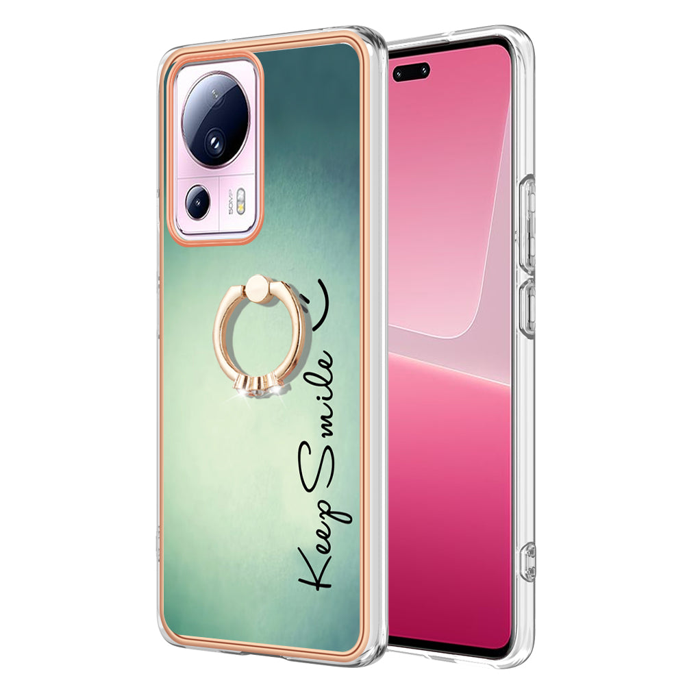 YB IMD Series-20 Style D Kickstand Phone Case for Xiaomi 13 Lite / Civi 2 , IMD 2.0mm TPU Electroplating Cover