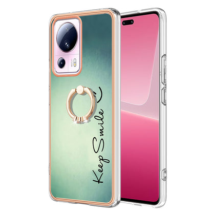 YB IMD Series-20 Style D Kickstand Phone Case for Xiaomi 13 Lite / Civi 2 , IMD 2.0mm TPU Electroplating Cover
