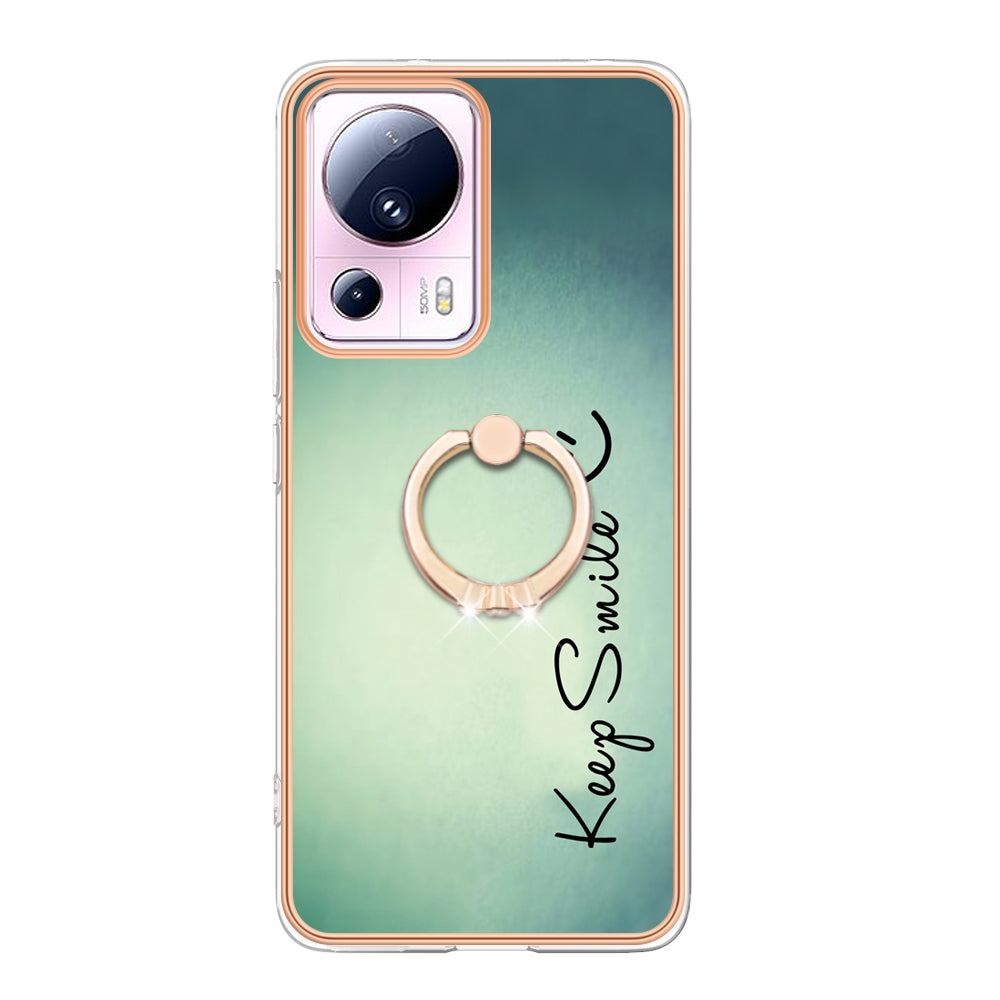 YB IMD Series-20 Style D Kickstand Phone Case for Xiaomi 13 Lite / Civi 2 , IMD 2.0mm TPU Electroplating Cover
