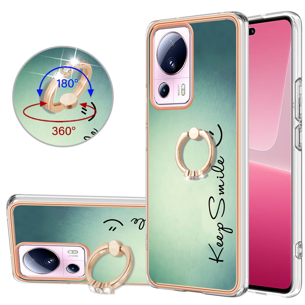 YB IMD Series-20 Style D Kickstand Phone Case for Xiaomi 13 Lite / Civi 2 , IMD 2.0mm TPU Electroplating Cover