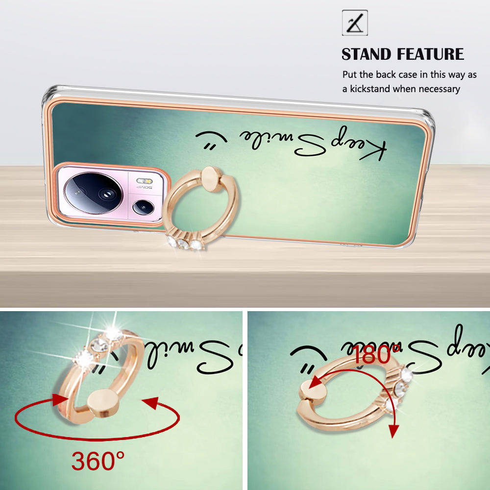 YB IMD Series-20 Style D Kickstand Phone Case for Xiaomi 13 Lite / Civi 2 , IMD 2.0mm TPU Electroplating Cover