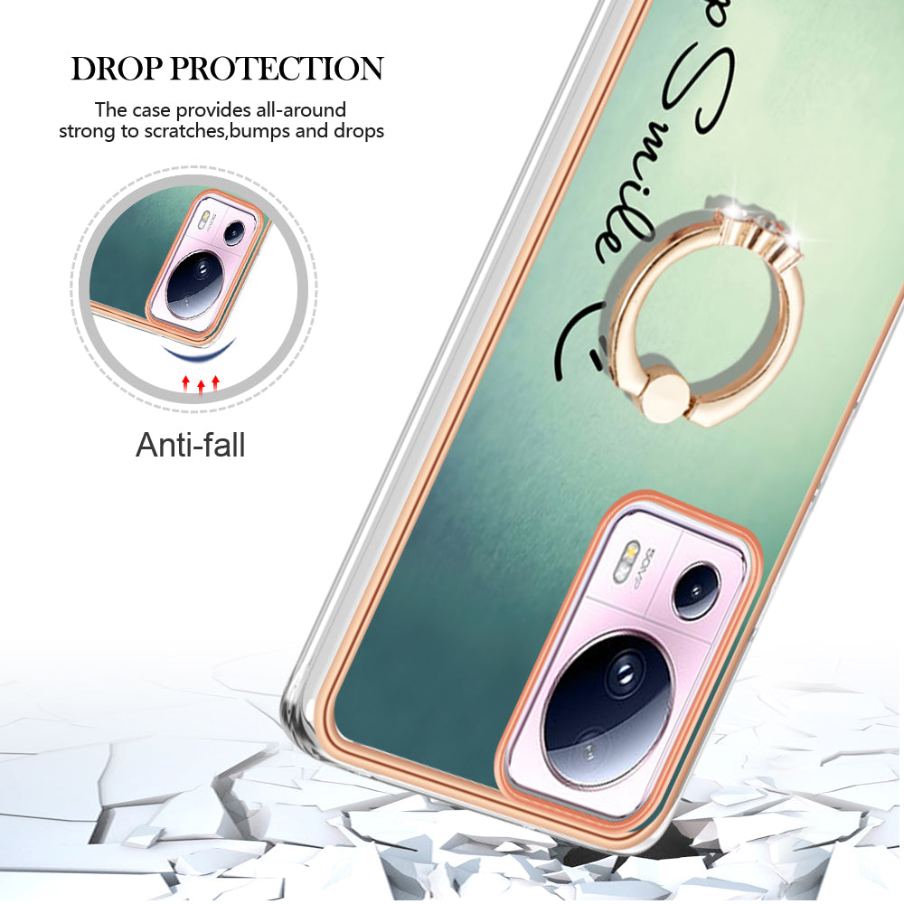 YB IMD Series-20 Style D Kickstand Phone Case for Xiaomi 13 Lite / Civi 2 , IMD 2.0mm TPU Electroplating Cover