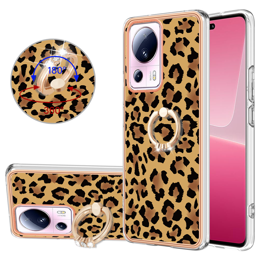 YB IMD Series-20 Style D Kickstand Phone Case for Xiaomi 13 Lite / Civi 2 , IMD 2.0mm TPU Electroplating Cover