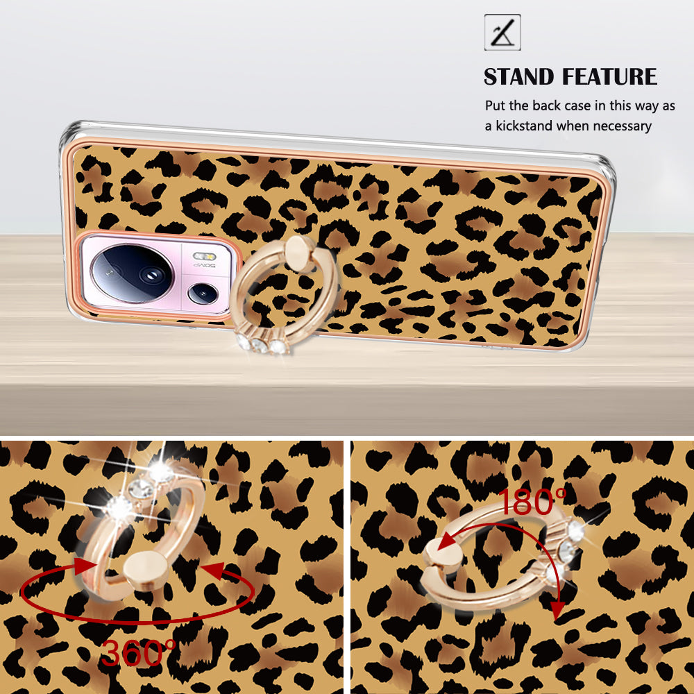 YB IMD Series-20 Style D Kickstand Phone Case for Xiaomi 13 Lite / Civi 2 , IMD 2.0mm TPU Electroplating Cover