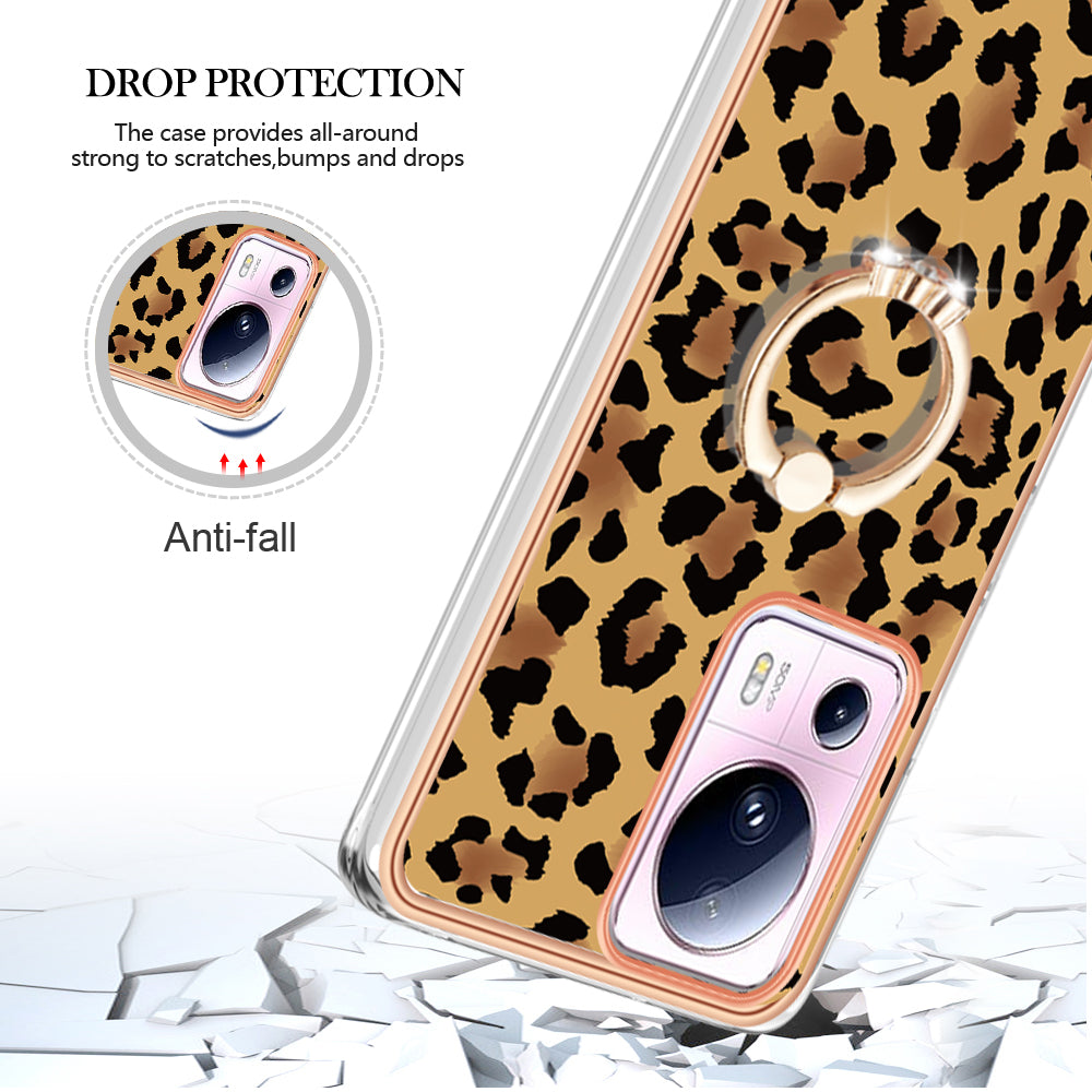 YB IMD Series-20 Style D Kickstand Phone Case for Xiaomi 13 Lite / Civi 2 , IMD 2.0mm TPU Electroplating Cover