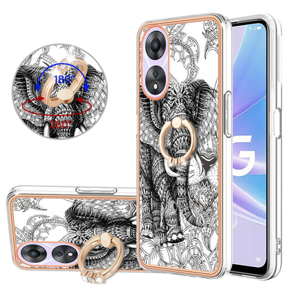 YB IMD Series-20 Style D For Oppo A58 5G / A78 5G Electroplated Phone Case Ring Kickstand 2.0mm TPU IMD Cover