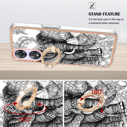 YB IMD Series-20 Style D For Oppo A58 5G / A78 5G Electroplated Phone Case Ring Kickstand 2.0mm TPU IMD Cover