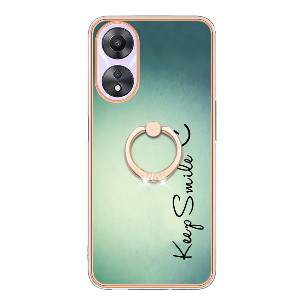 YB IMD Series-20 Style D For Oppo A58 5G / A78 5G Electroplated Phone Case Ring Kickstand 2.0mm TPU IMD Cover