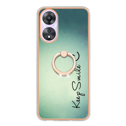 YB IMD Series-20 Style D For Oppo A58 5G / A78 5G Electroplated Phone Case Ring Kickstand 2.0mm TPU IMD Cover