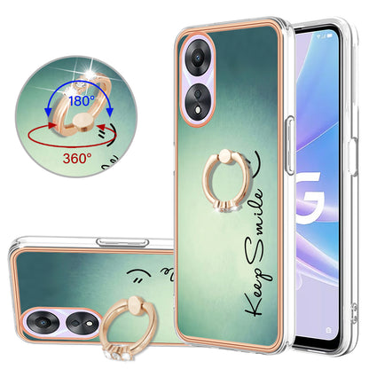 YB IMD Series-20 Style D For Oppo A58 5G / A78 5G Electroplated Phone Case Ring Kickstand 2.0mm TPU IMD Cover