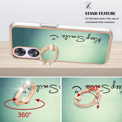 YB IMD Series-20 Style D For Oppo A58 5G / A78 5G Electroplated Phone Case Ring Kickstand 2.0mm TPU IMD Cover