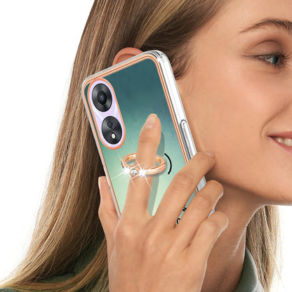 YB IMD Series-20 Style D For Oppo A58 5G / A78 5G Electroplated Phone Case Ring Kickstand 2.0mm TPU IMD Cover