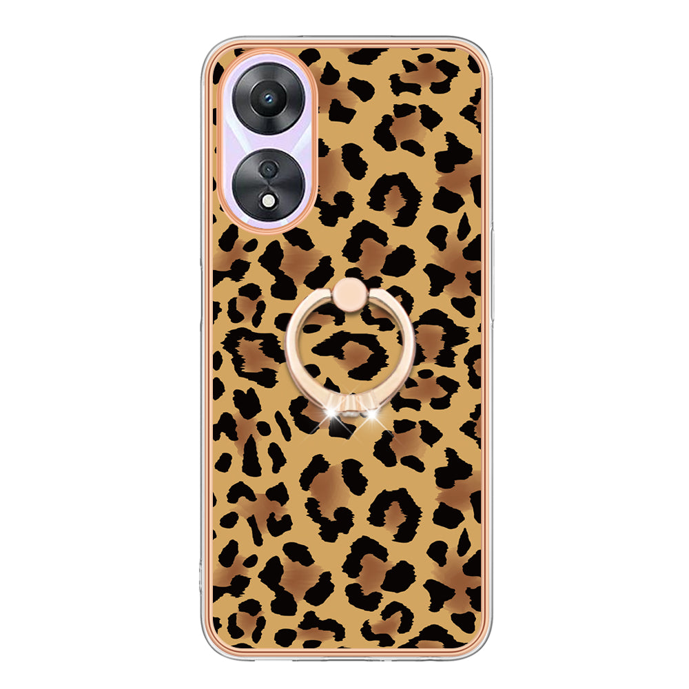 YB IMD Series-20 Style D For Oppo A58 5G / A78 5G Electroplated Phone Case Ring Kickstand 2.0mm TPU IMD Cover
