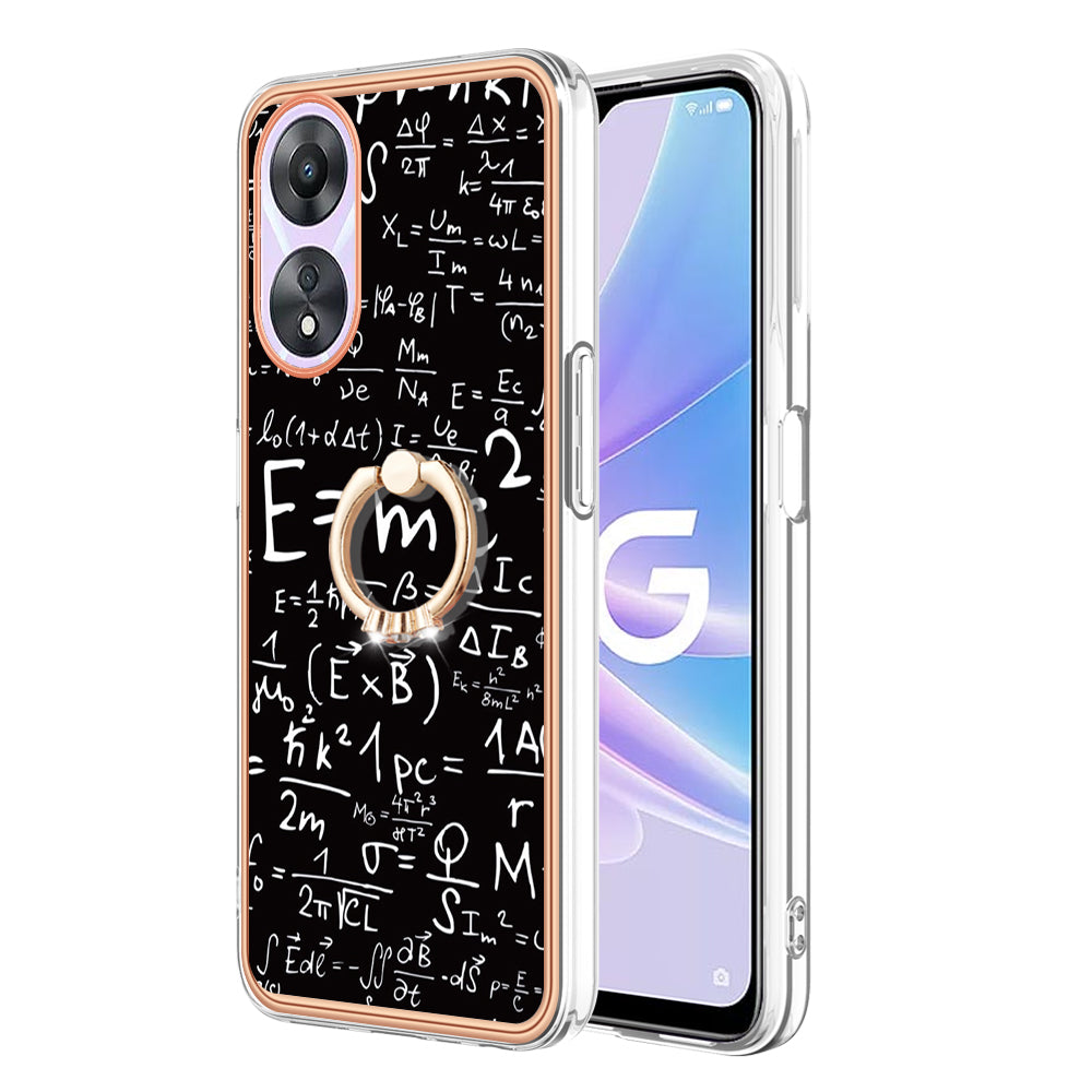 YB IMD Series-20 Style D For Oppo A58 5G / A78 5G Electroplated Phone Case Ring Kickstand 2.0mm TPU IMD Cover