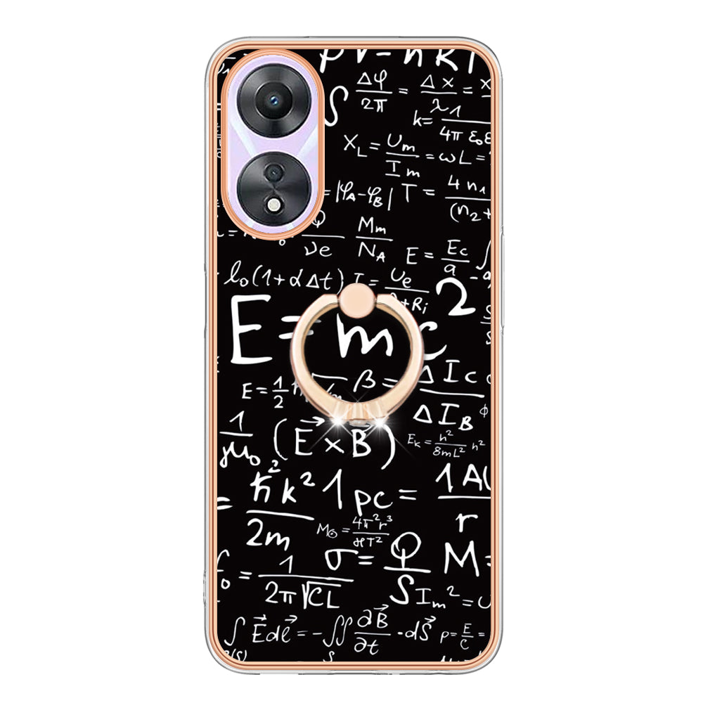 YB IMD Series-20 Style D For Oppo A58 5G / A78 5G Electroplated Phone Case Ring Kickstand 2.0mm TPU IMD Cover