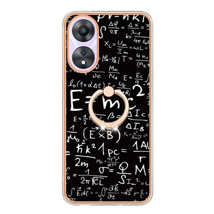 YB IMD Series-20 Style D For Oppo A58 5G / A78 5G Electroplated Phone Case Ring Kickstand 2.0mm TPU IMD Cover