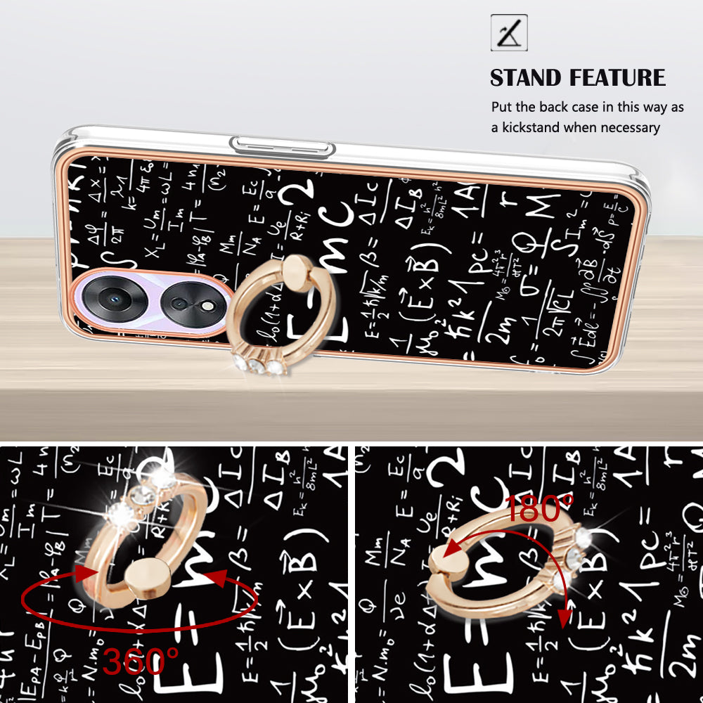 YB IMD Series-20 Style D For Oppo A58 5G / A78 5G Electroplated Phone Case Ring Kickstand 2.0mm TPU IMD Cover