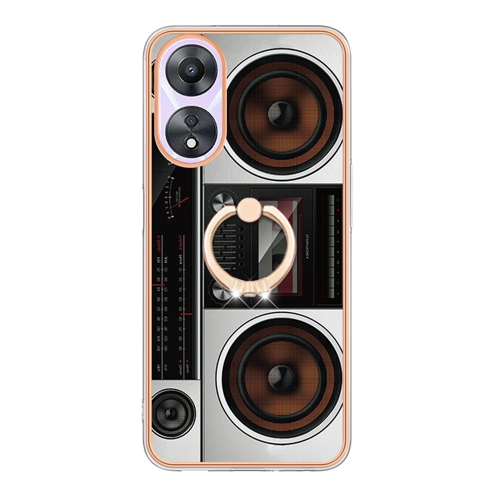 YB IMD Series-20 Style D For Oppo A58 5G / A78 5G Electroplated Phone Case Ring Kickstand 2.0mm TPU IMD Cover