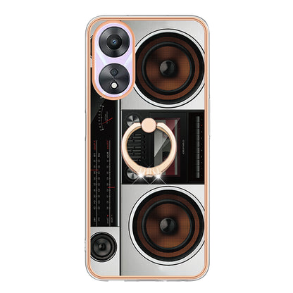 YB IMD Series-20 Style D For Oppo A58 5G / A78 5G Electroplated Phone Case Ring Kickstand 2.0mm TPU IMD Cover