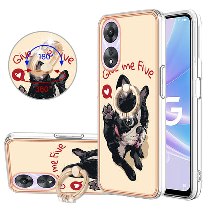 YB IMD Series-20 Style D For Oppo A58 5G / A78 5G Electroplated Phone Case Ring Kickstand 2.0mm TPU IMD Cover