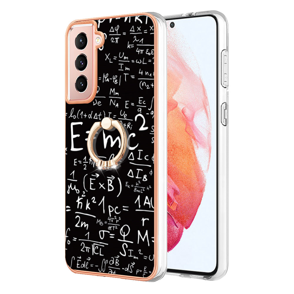 YB IMD Series-20 Style D For Samsung Galaxy S21 FE 5G 2.0mm Protective TPU Cover IMD Kickstand Electroplated Phone Case