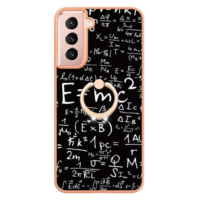 YB IMD Series-20 Style D For Samsung Galaxy S21 FE 5G 2.0mm Protective TPU Cover IMD Kickstand Electroplated Phone Case