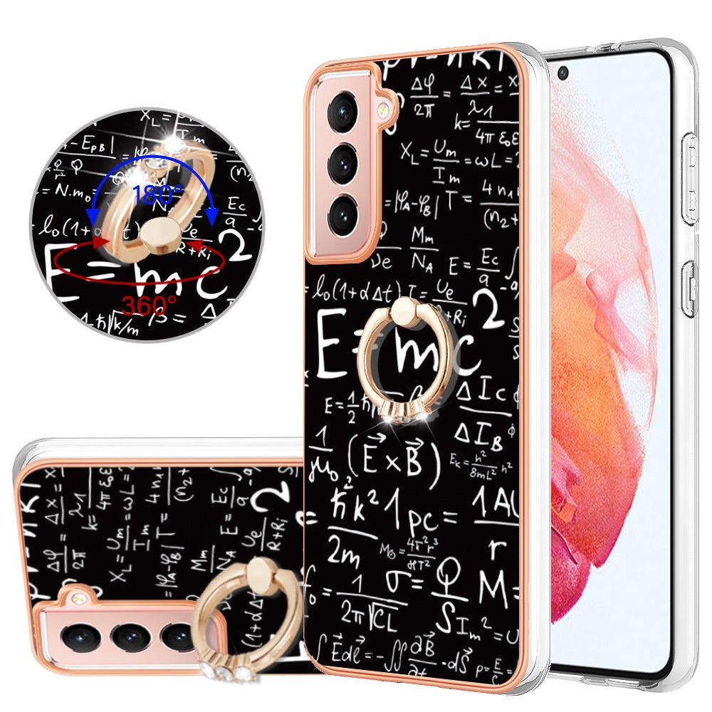 YB IMD Series-20 Style D For Samsung Galaxy S21 FE 5G 2.0mm Protective TPU Cover IMD Kickstand Electroplated Phone Case