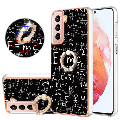 YB IMD Series-20 Style D For Samsung Galaxy S21 FE 5G 2.0mm Protective TPU Cover IMD Kickstand Electroplated Phone Case