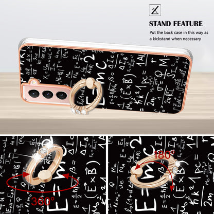 YB IMD Series-20 Style D For Samsung Galaxy S21 FE 5G 2.0mm Protective TPU Cover IMD Kickstand Electroplated Phone Case