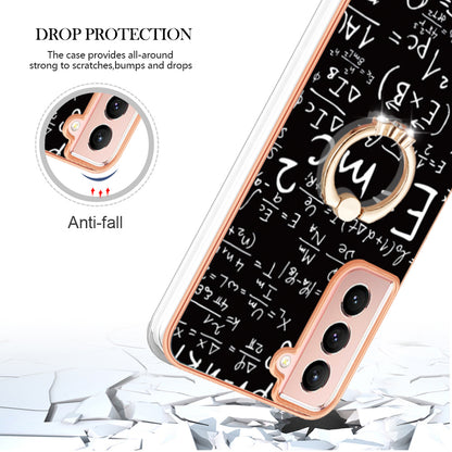 YB IMD Series-20 Style D For Samsung Galaxy S21 FE 5G 2.0mm Protective TPU Cover IMD Kickstand Electroplated Phone Case