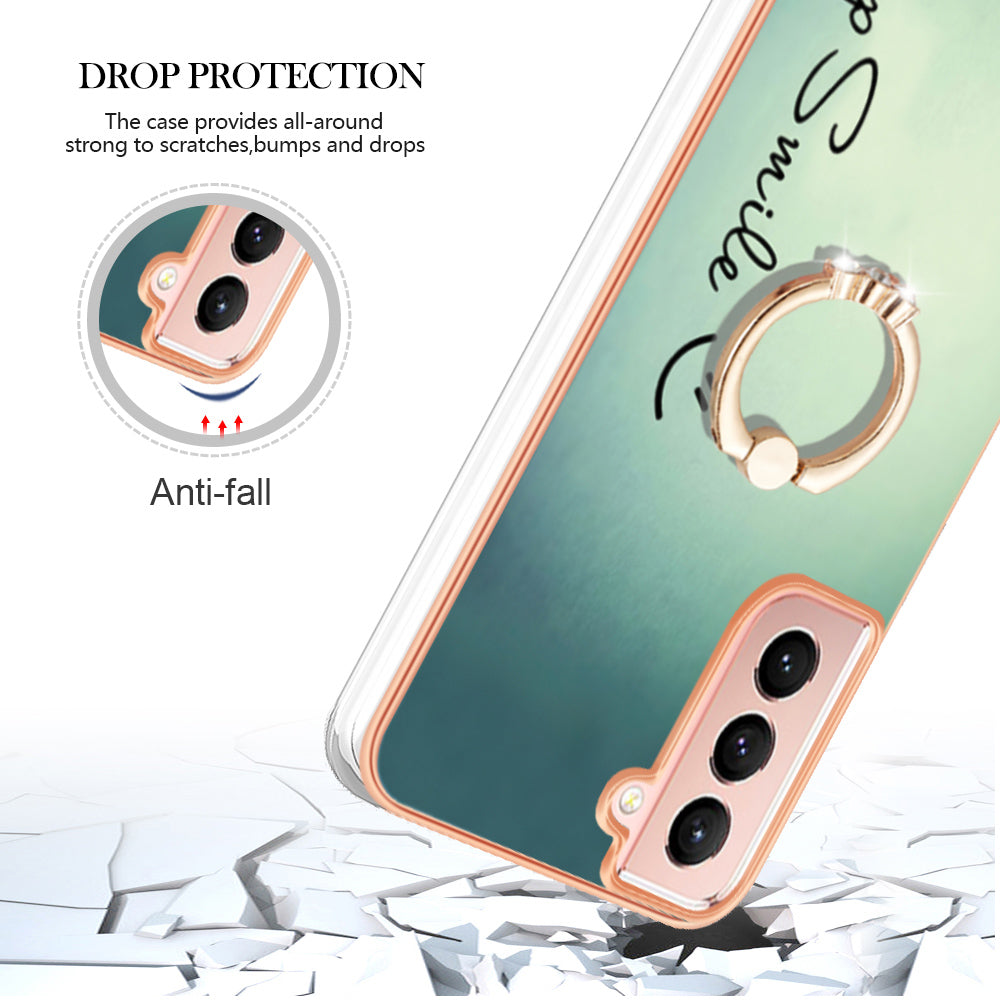 YB IMD Series-20 Style D For Samsung Galaxy S21 FE 5G 2.0mm Protective TPU Cover IMD Kickstand Electroplated Phone Case