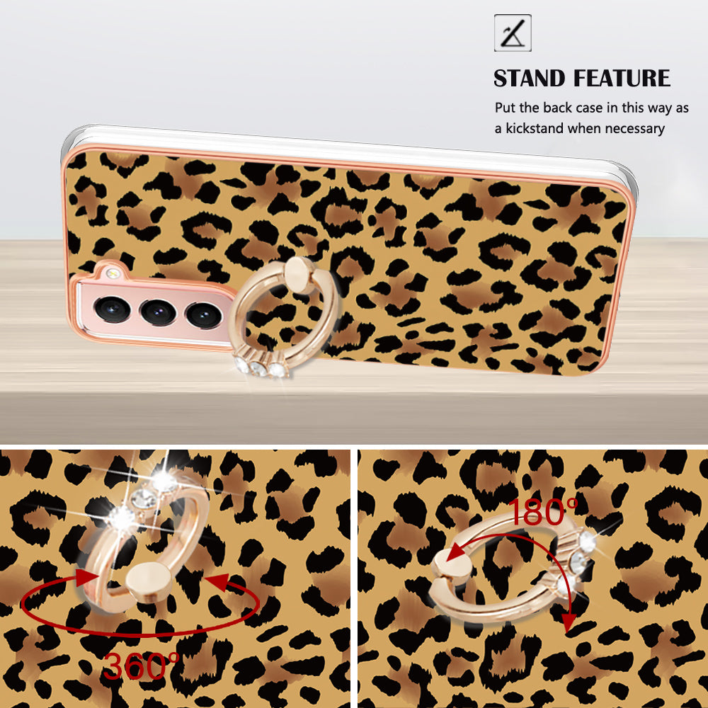 YB IMD Series-20 Style D For Samsung Galaxy S21 FE 5G 2.0mm Protective TPU Cover IMD Kickstand Electroplated Phone Case