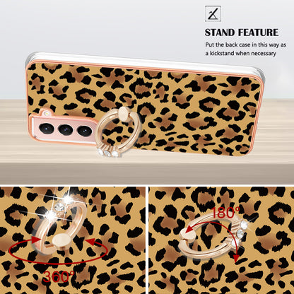 YB IMD Series-20 Style D For Samsung Galaxy S21 FE 5G 2.0mm Protective TPU Cover IMD Kickstand Electroplated Phone Case