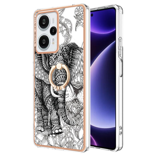 YB IMD Series-20 Style D Electroplated Phone Case for Xiaomi Poco F5 5G / Redmi Note 12 Turbo , IMD 2.0mm TPU Kickstand Back Cover