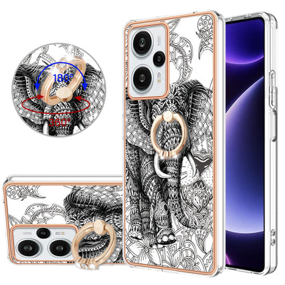 YB IMD Series-20 Style D Electroplated Phone Case for Xiaomi Poco F5 5G / Redmi Note 12 Turbo , IMD 2.0mm TPU Kickstand Back Cover