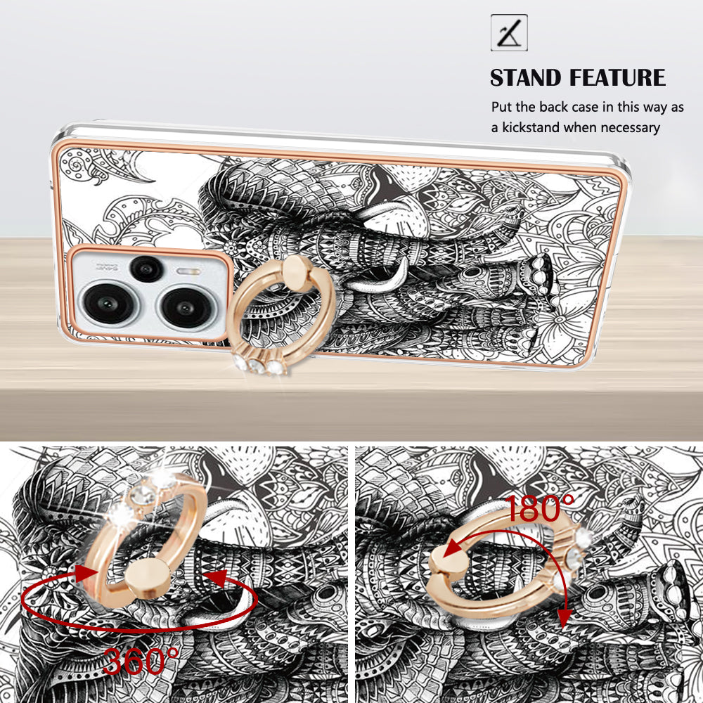 YB IMD Series-20 Style D Electroplated Phone Case for Xiaomi Poco F5 5G / Redmi Note 12 Turbo , IMD 2.0mm TPU Kickstand Back Cover