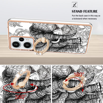 YB IMD Series-20 Style D Electroplated Phone Case for Xiaomi Poco F5 5G / Redmi Note 12 Turbo , IMD 2.0mm TPU Kickstand Back Cover
