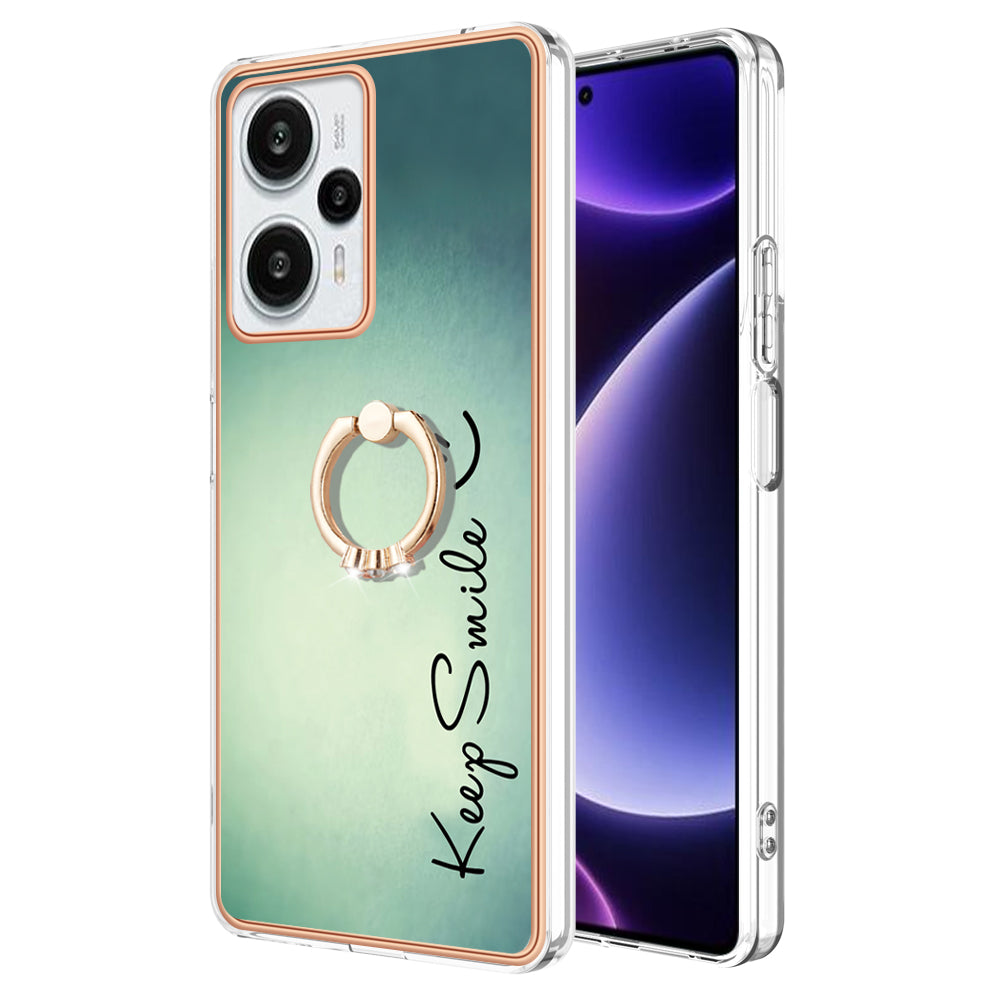 YB IMD Series-20 Style D Electroplated Phone Case for Xiaomi Poco F5 5G / Redmi Note 12 Turbo , IMD 2.0mm TPU Kickstand Back Cover
