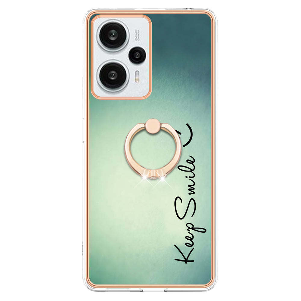 YB IMD Series-20 Style D Electroplated Phone Case for Xiaomi Poco F5 5G / Redmi Note 12 Turbo , IMD 2.0mm TPU Kickstand Back Cover