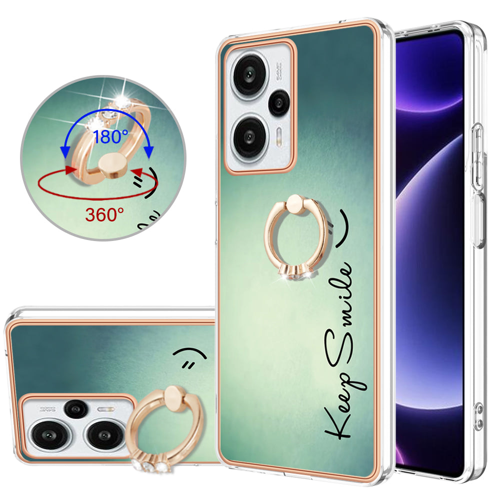 YB IMD Series-20 Style D Electroplated Phone Case for Xiaomi Poco F5 5G / Redmi Note 12 Turbo , IMD 2.0mm TPU Kickstand Back Cover