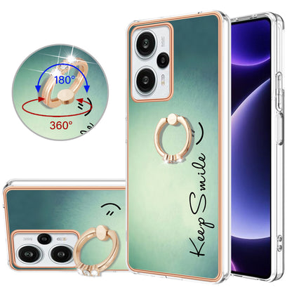 YB IMD Series-20 Style D Electroplated Phone Case for Xiaomi Poco F5 5G / Redmi Note 12 Turbo , IMD 2.0mm TPU Kickstand Back Cover
