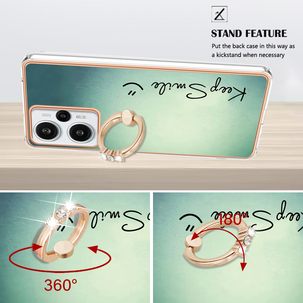YB IMD Series-20 Style D Electroplated Phone Case for Xiaomi Poco F5 5G / Redmi Note 12 Turbo , IMD 2.0mm TPU Kickstand Back Cover