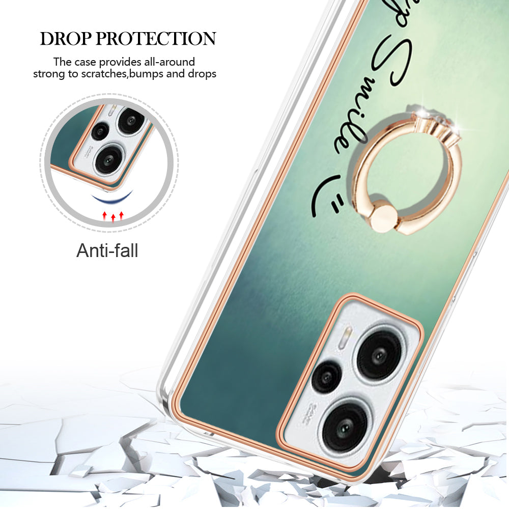 YB IMD Series-20 Style D Electroplated Phone Case for Xiaomi Poco F5 5G / Redmi Note 12 Turbo , IMD 2.0mm TPU Kickstand Back Cover