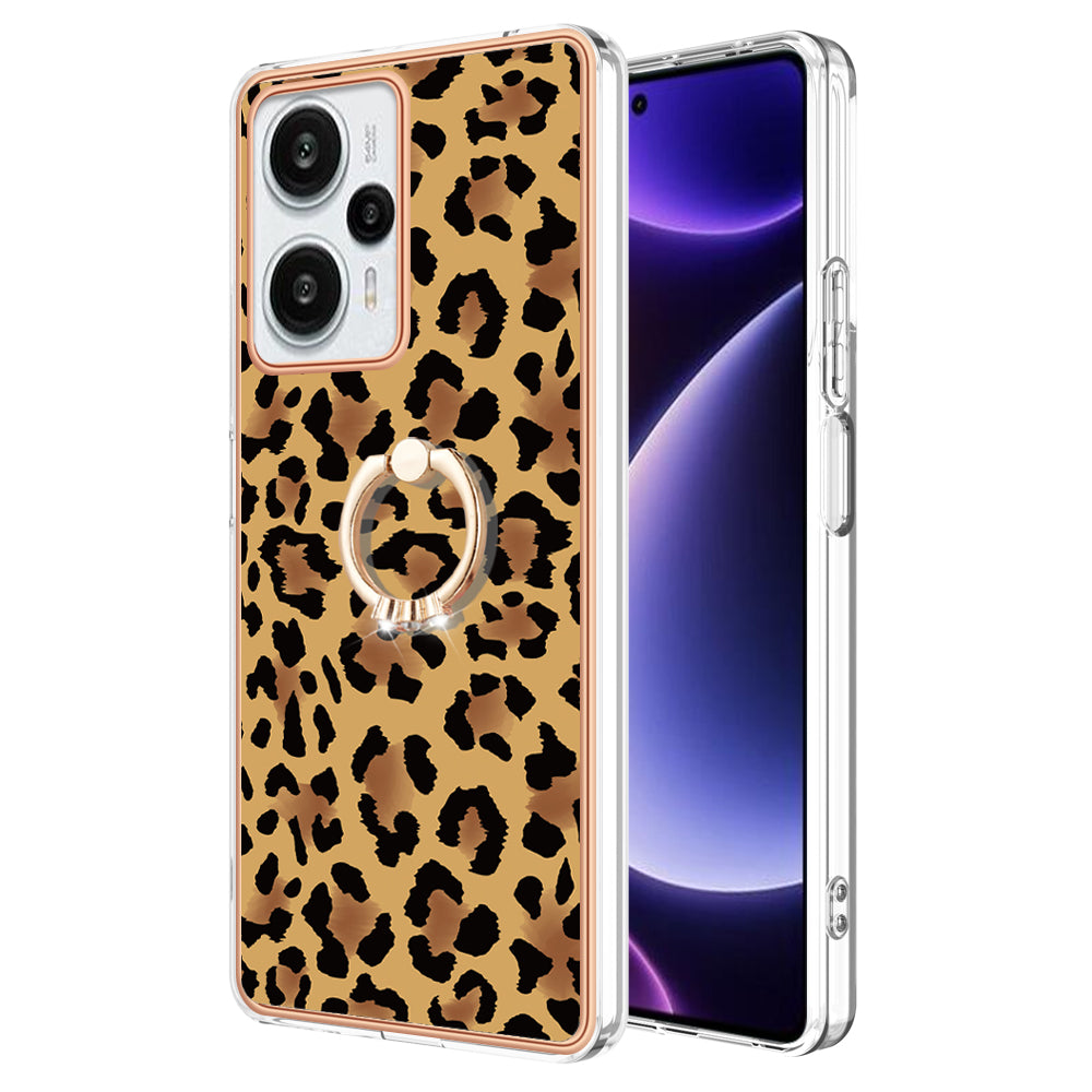 YB IMD Series-20 Style D Electroplated Phone Case for Xiaomi Poco F5 5G / Redmi Note 12 Turbo , IMD 2.0mm TPU Kickstand Back Cover