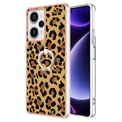 YB IMD Series-20 Style D Electroplated Phone Case for Xiaomi Poco F5 5G / Redmi Note 12 Turbo , IMD 2.0mm TPU Kickstand Back Cover
