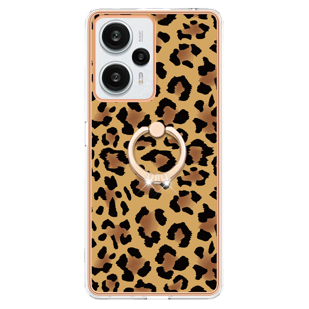 YB IMD Series-20 Style D Electroplated Phone Case for Xiaomi Poco F5 5G / Redmi Note 12 Turbo , IMD 2.0mm TPU Kickstand Back Cover